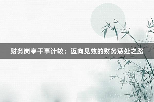 财务岗亭干事计较:迈向见效的财务惩处之路